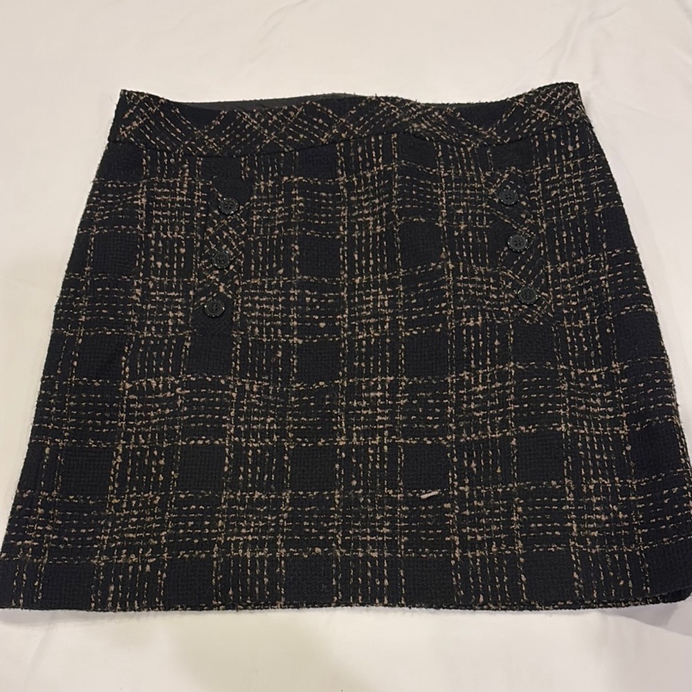 Loft Chic Black and Brown Plaid Skirt